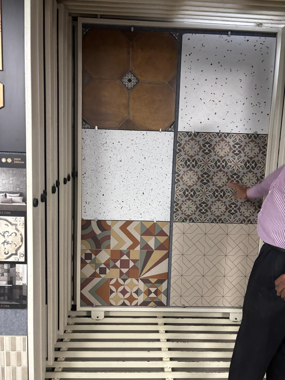 Morghade tile display with mixed patterns
