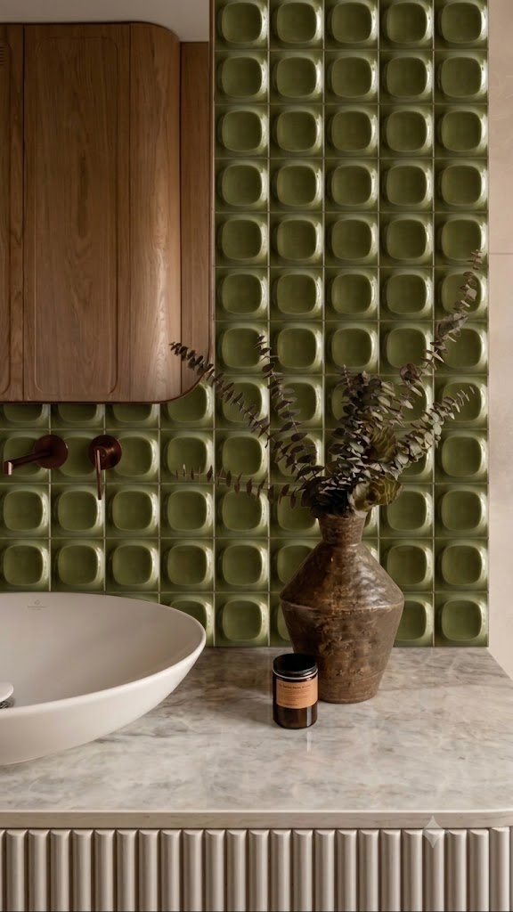Green dimensional tile bathroom