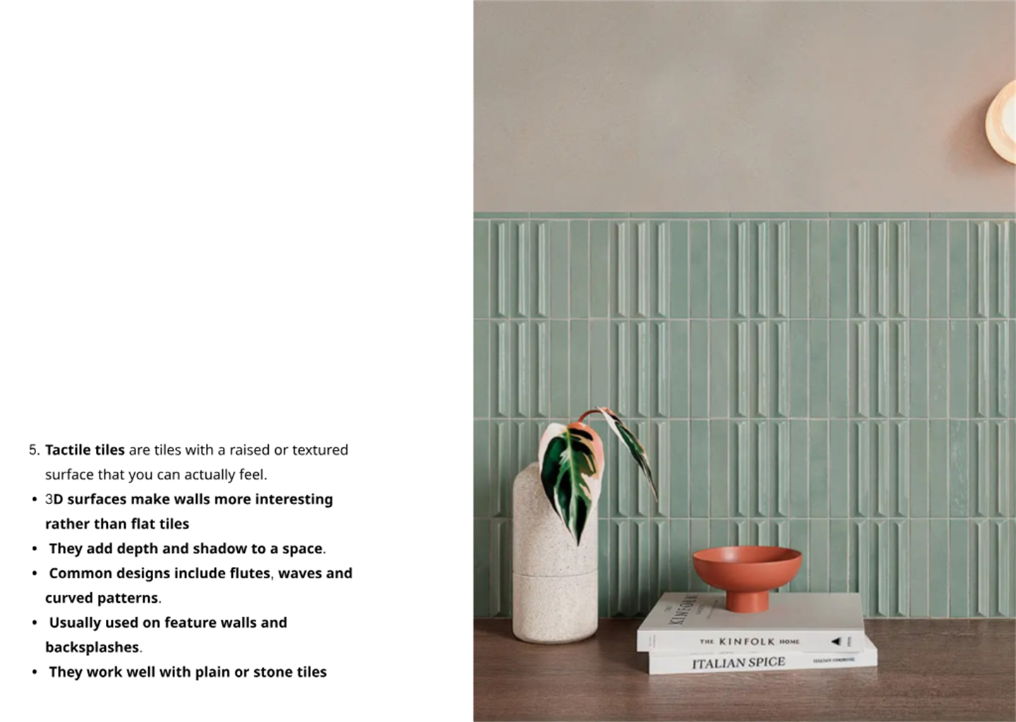 Tactile tiles with 3D textured surfaces