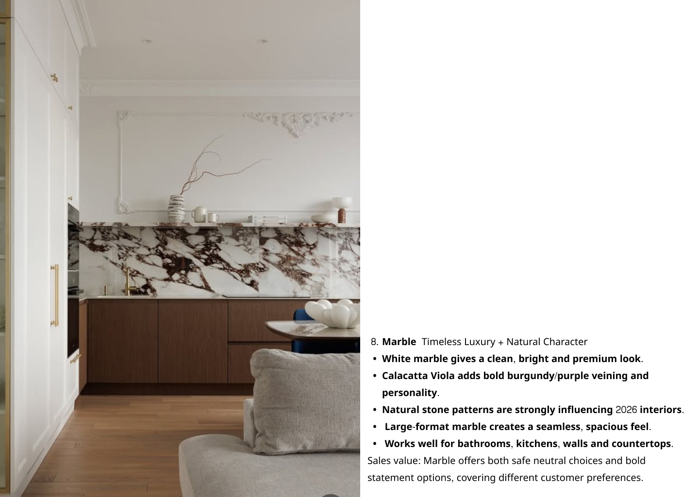 Marble as timeless luxury with natural character